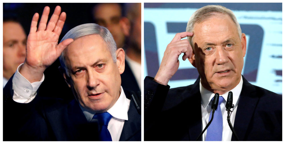 FILE PHOTO: A combination picture shows Israeli Prime Minister Benjamin Netanyahu and leader of Blue and White party Benny Gantz in Tel Aviv