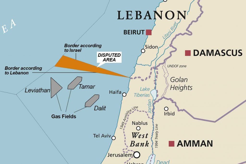 Mapa-frontera-marítima-Israel-Líbano unidos
