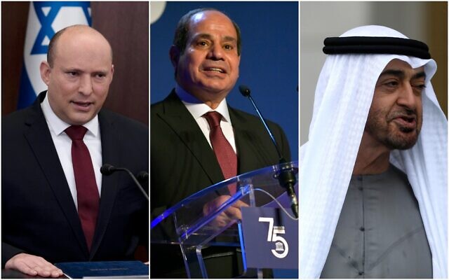 timesofisrael Bennett-Sisi-y-bin-Zayed-AP